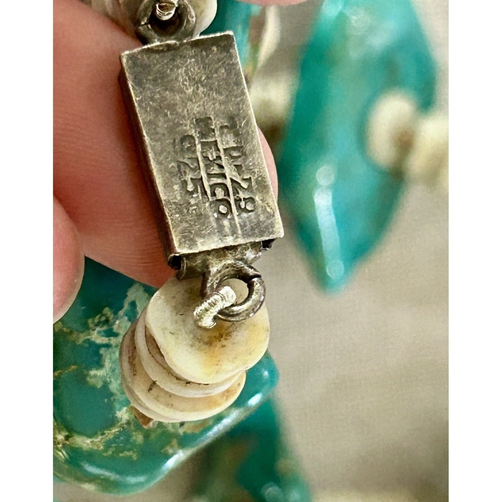 Vintage Taxco TD-29 Heishi Turquoise Slab Necklace Native Mexico Heavy Navajo? - Picture 7 of 7
